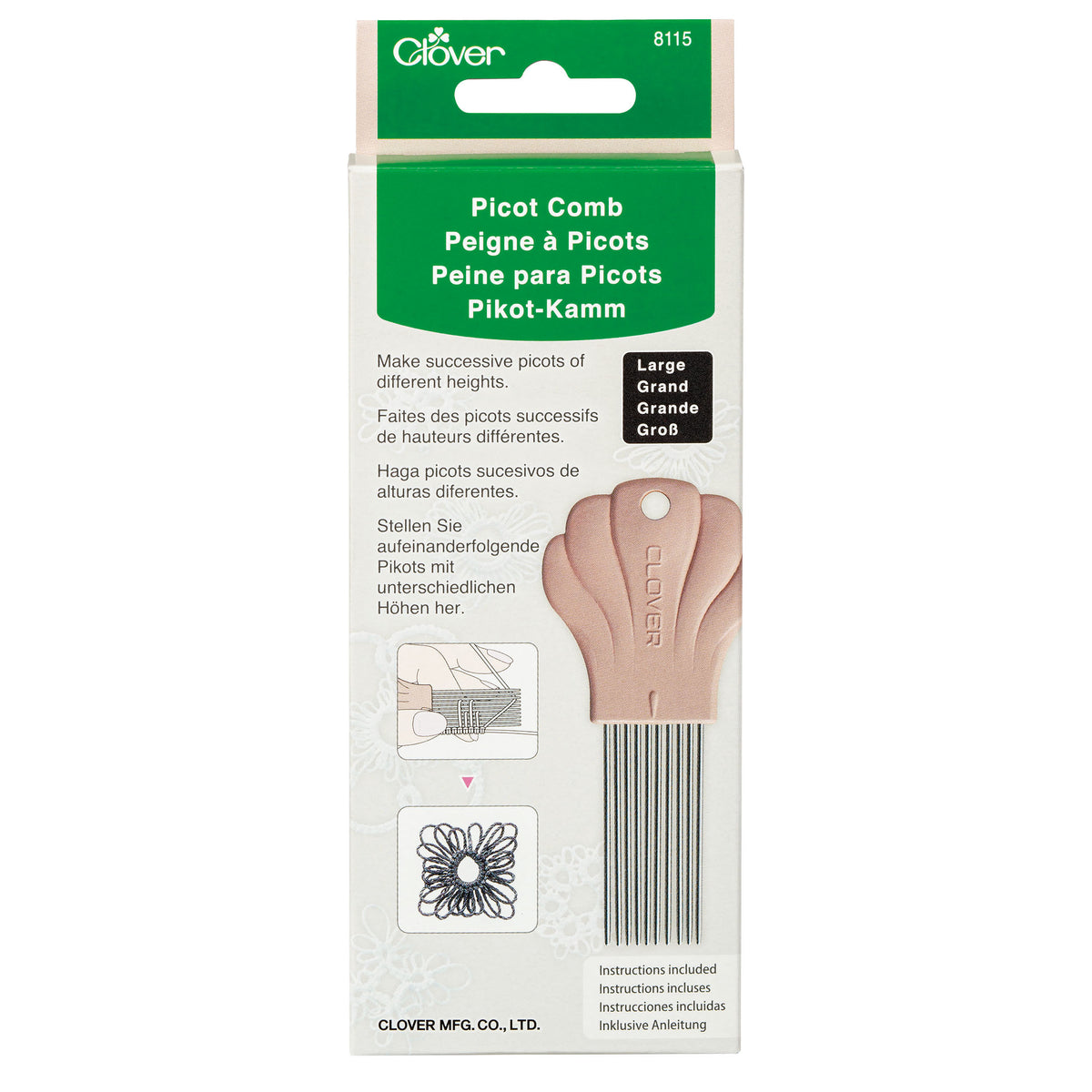 Clover large picot comb tatting tool in packaging