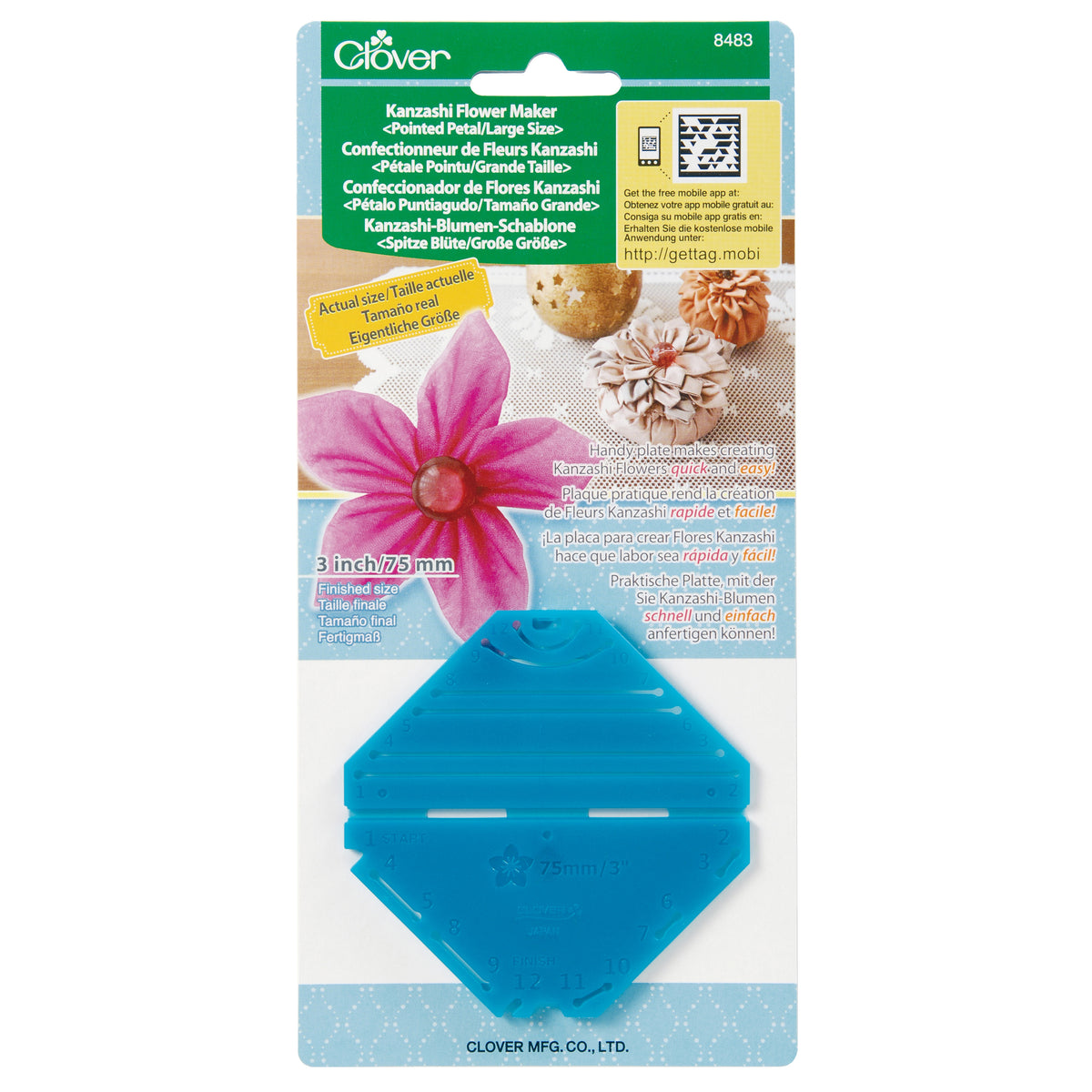 Clover kanzashi flower maker pointed petal large in packaging