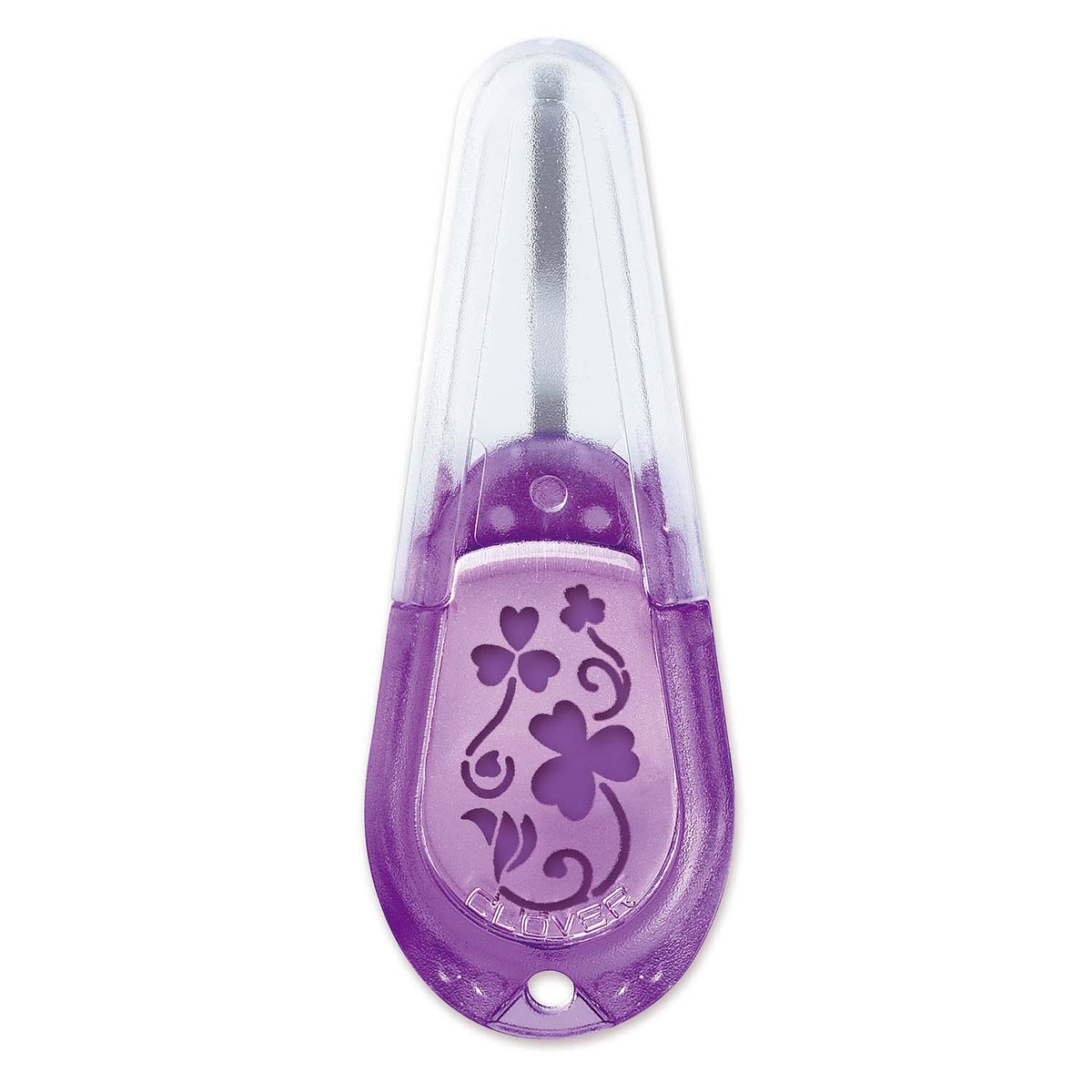 Clover purple embroidery needle threader with cap