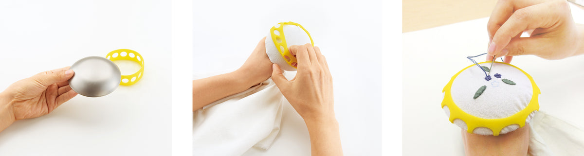 Clover Stitch Dome embroidery tool with elastic band