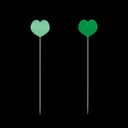 Clover pins with heart-shaped heads
