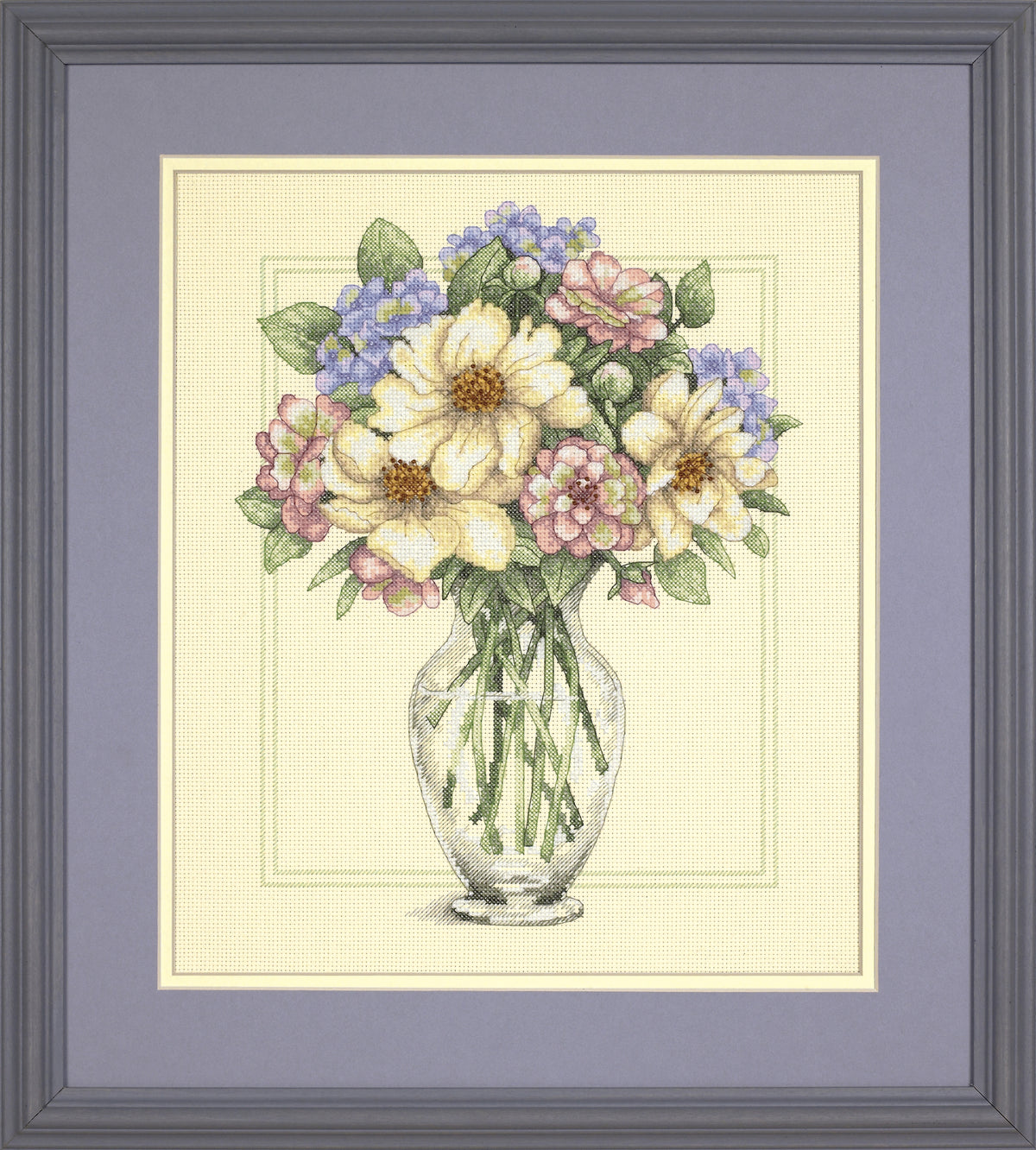 Dimensions Flowers in Tall Vase floral cross stitch kit