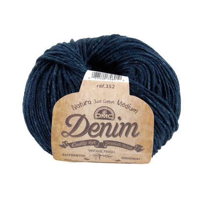 DMC Natura Denim Cotton yarn ball in indigo