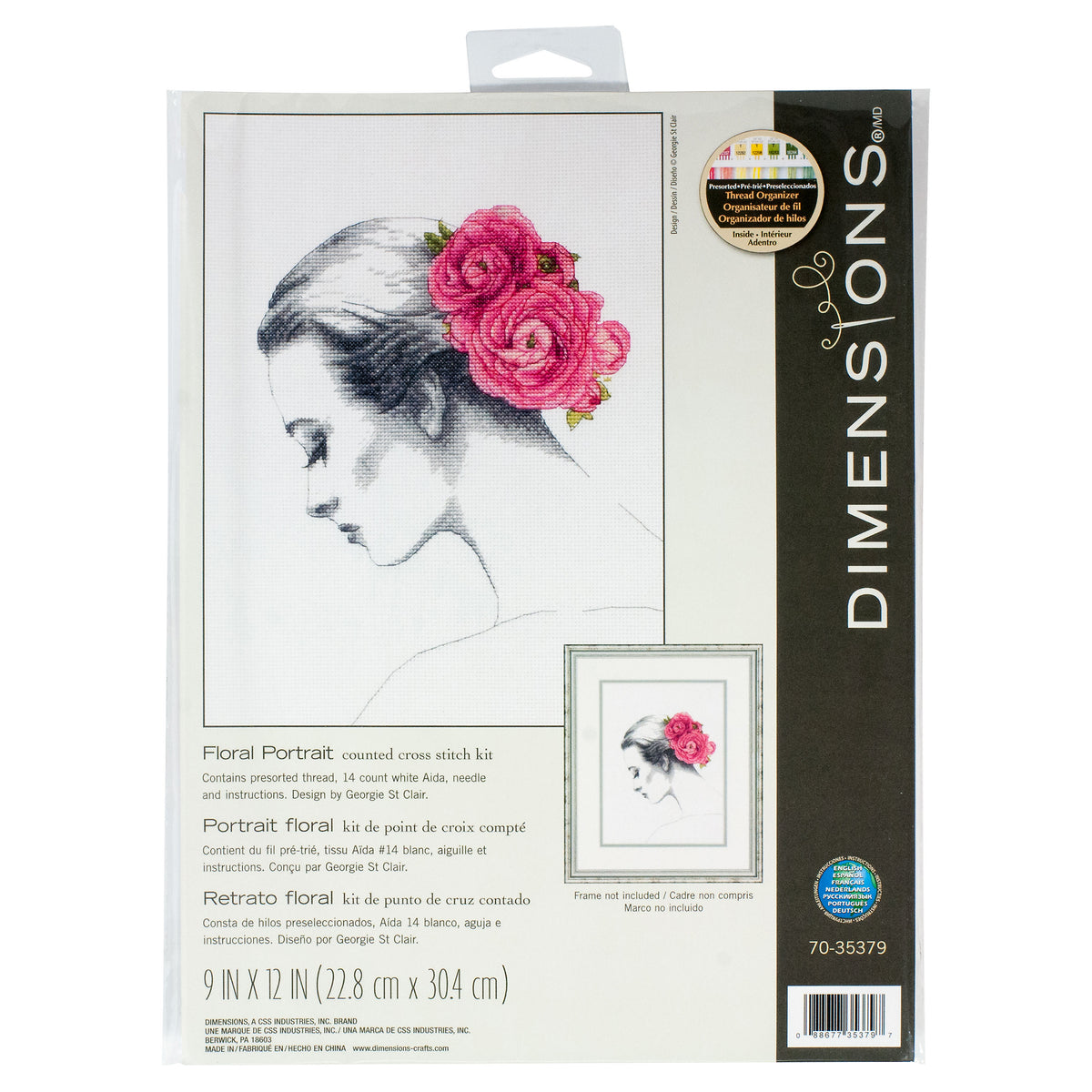 Dimensions Floral Portrait cross stitch kit design