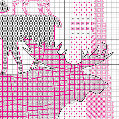 Finished Forest Folklore cross stitch of stacked woodland animals