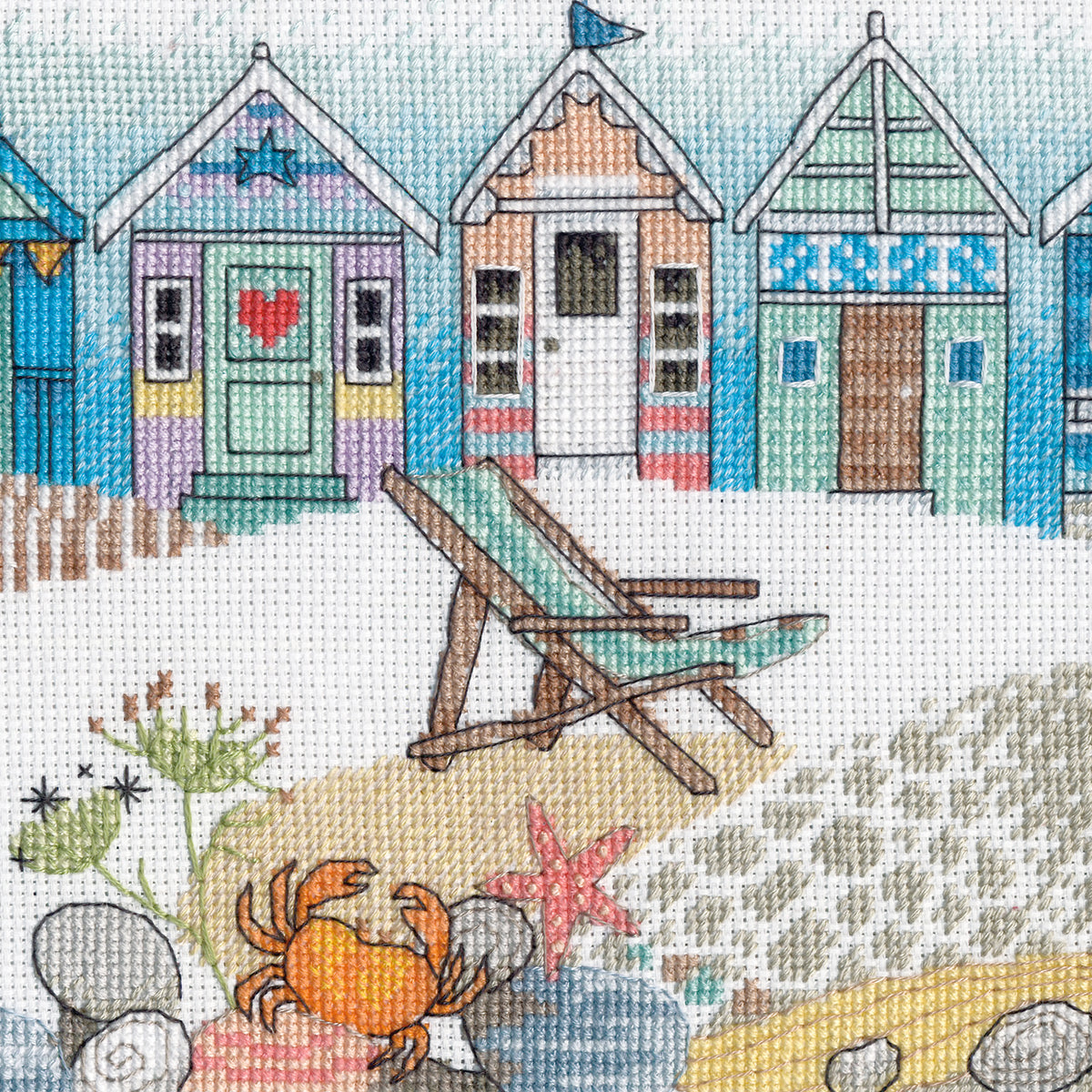 Dimensions Beach Huts cross stitch kit design