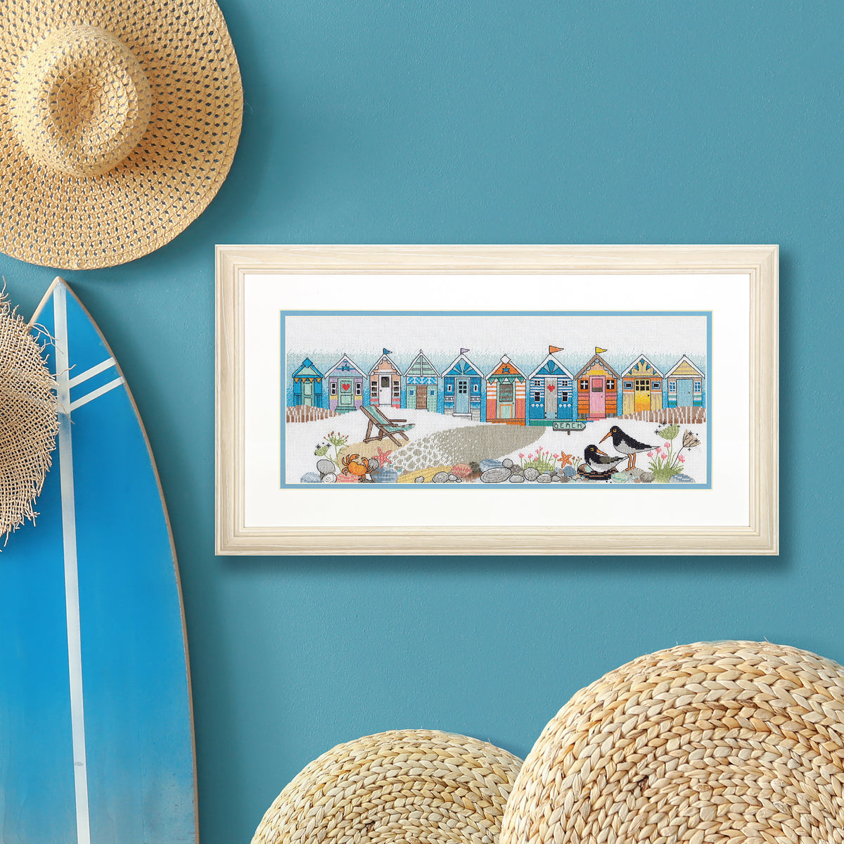 Dimensions Beach Huts cross stitch kit design