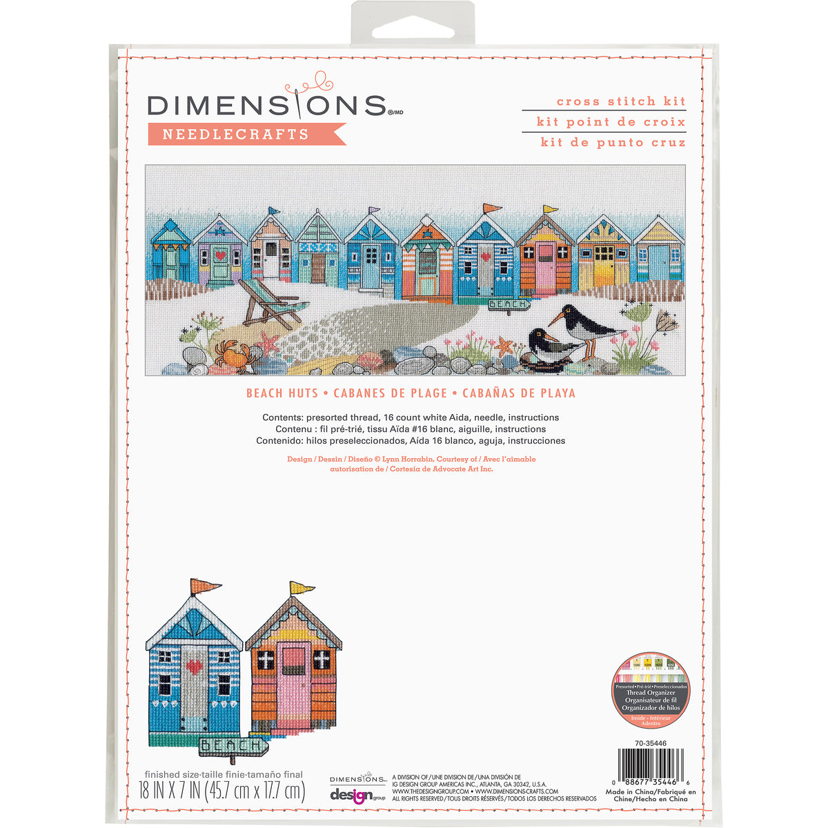Dimensions Beach Huts cross stitch kit design