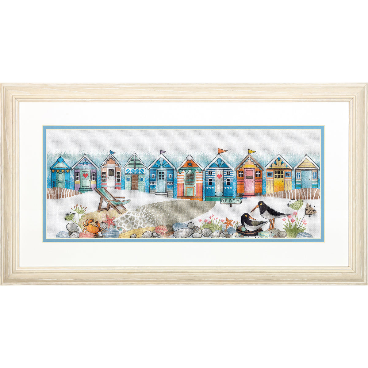 Dimensions Beach Huts cross stitch kit design