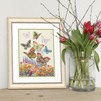 Dimensions Floral Butterfly cross stitch kit design