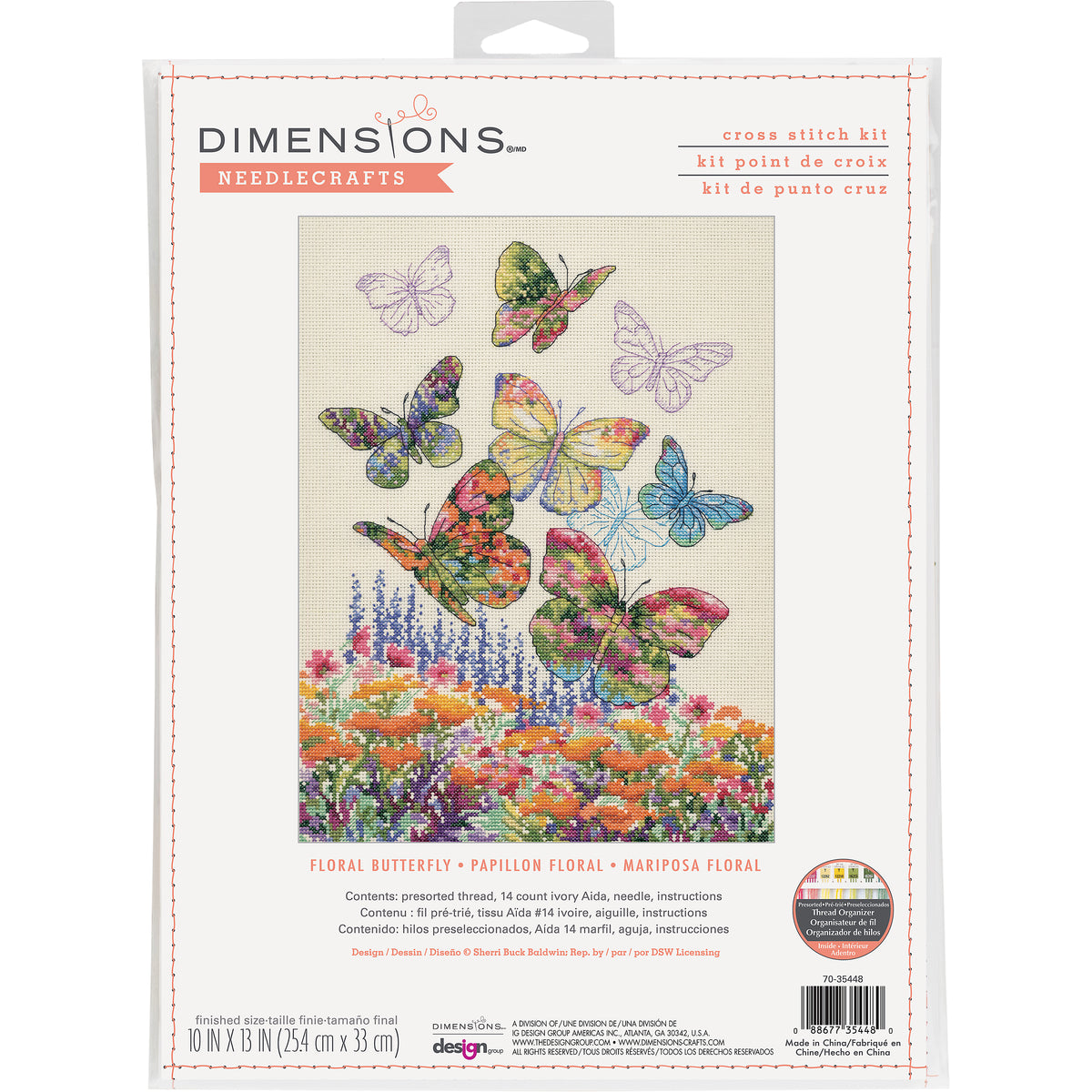 Dimensions Floral Butterfly cross stitch kit design