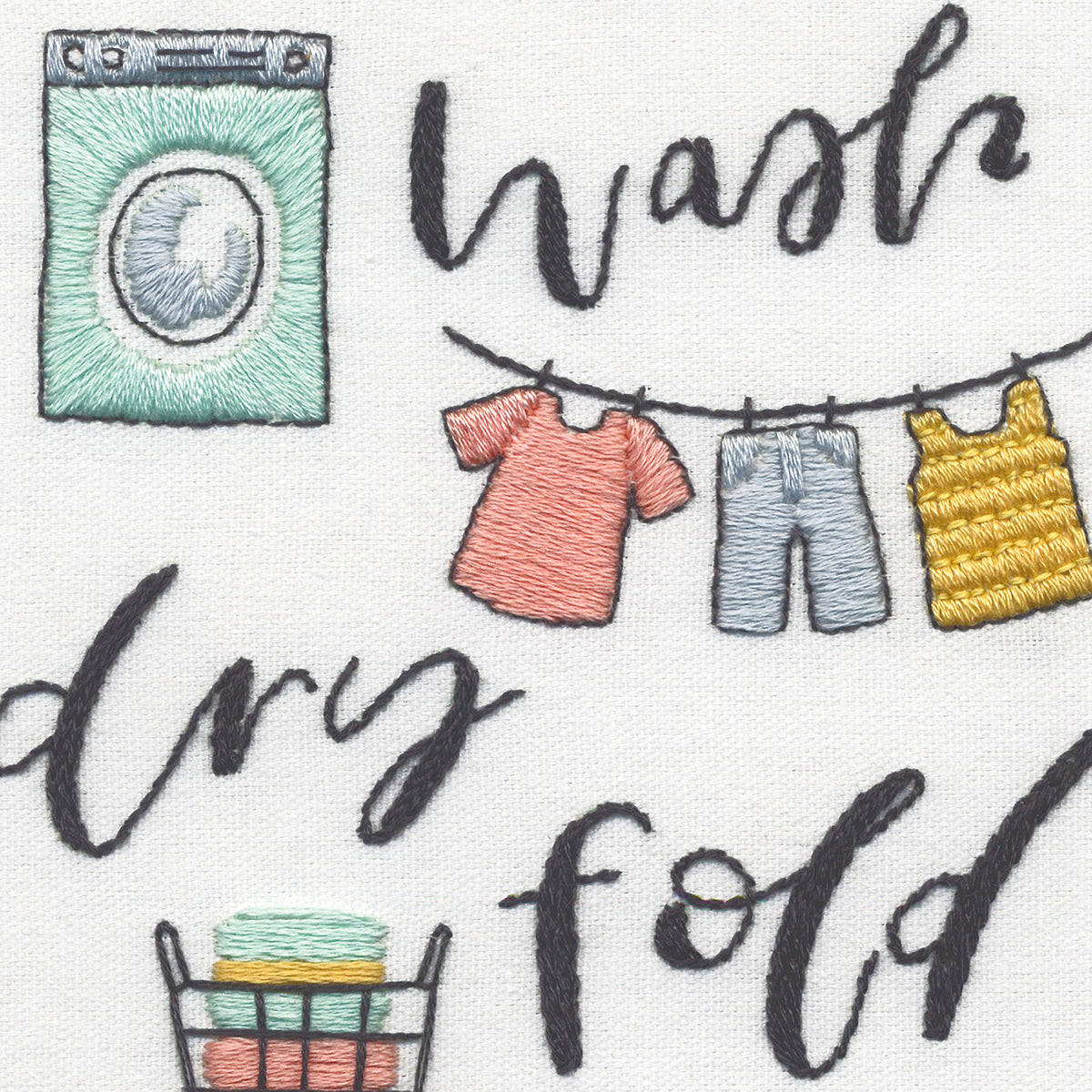 Dimensions Wash Dry Fold embroidery kit design