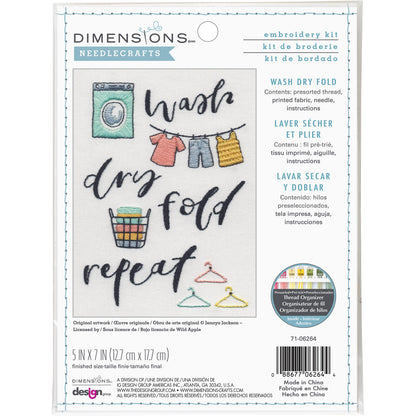 Dimensions Wash Dry Fold embroidery kit design