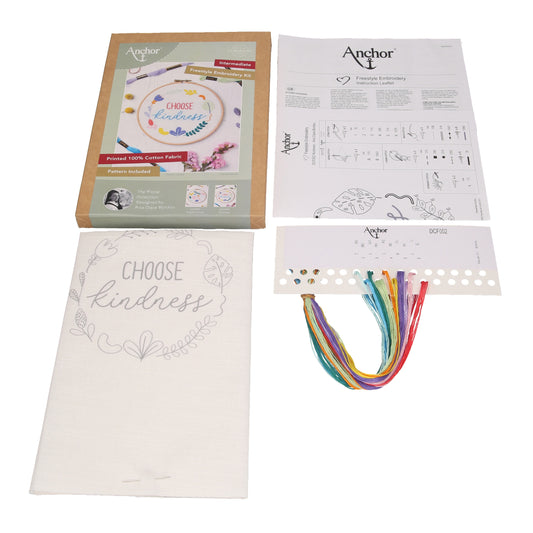 Anchor Kindness floral freestyle embroidery kit by Ana Clara