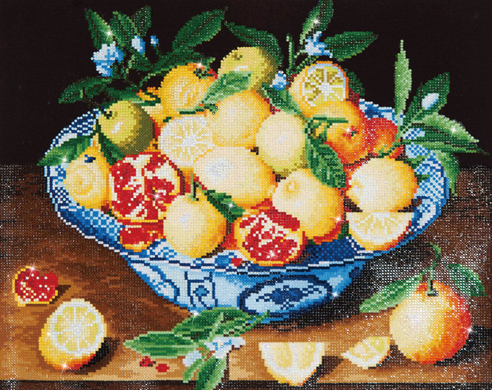 Diamond painting of a still life with lemons