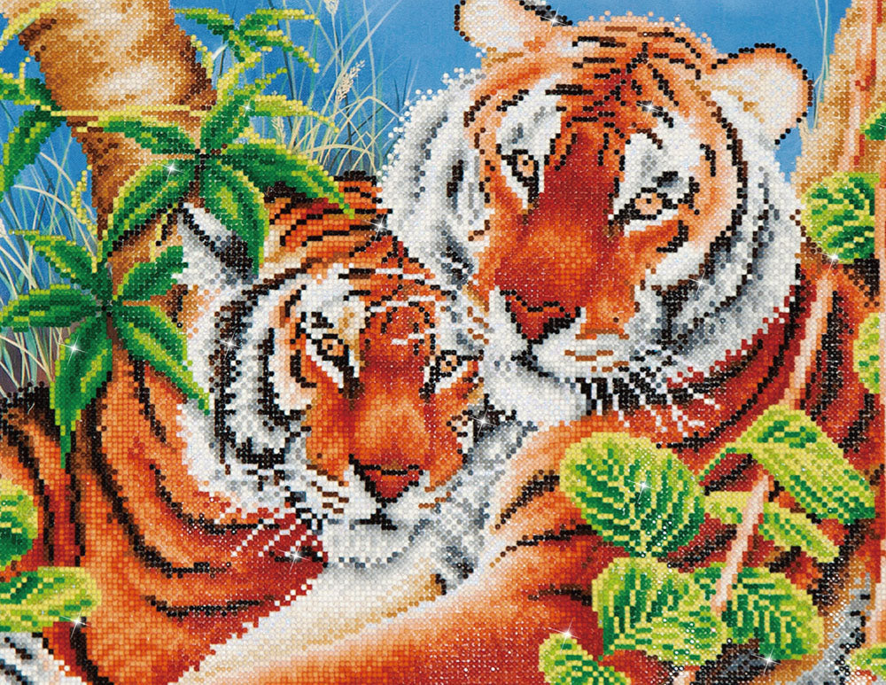 Diamond painting of tigers