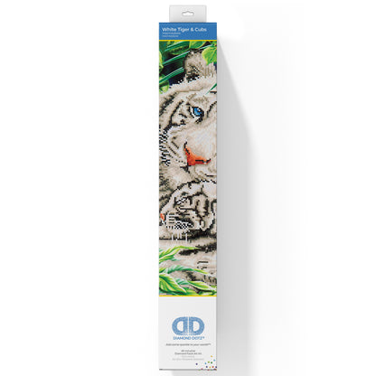 Diamond Dotz White Tiger & Cubs diamond painting kit showing a white tiger with cubs
