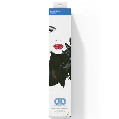 Diamond Dotz Lady in Black diamond painting kit showing a lady in black