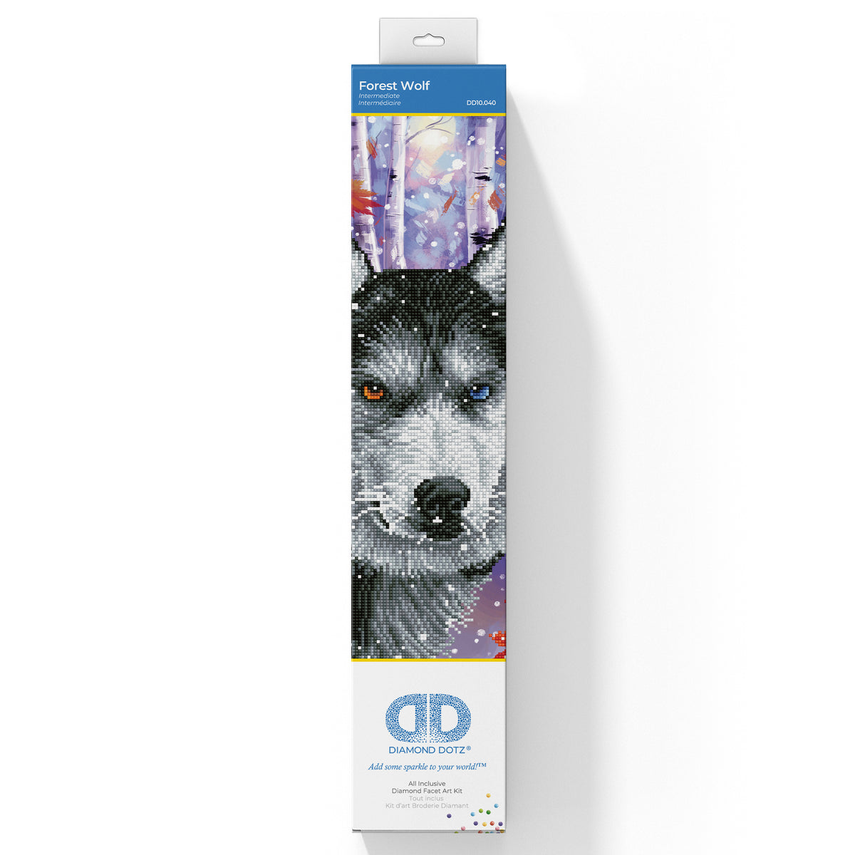 Diamond Dotz Forest Wolf diamond painting kit showing a wolf in a forest
