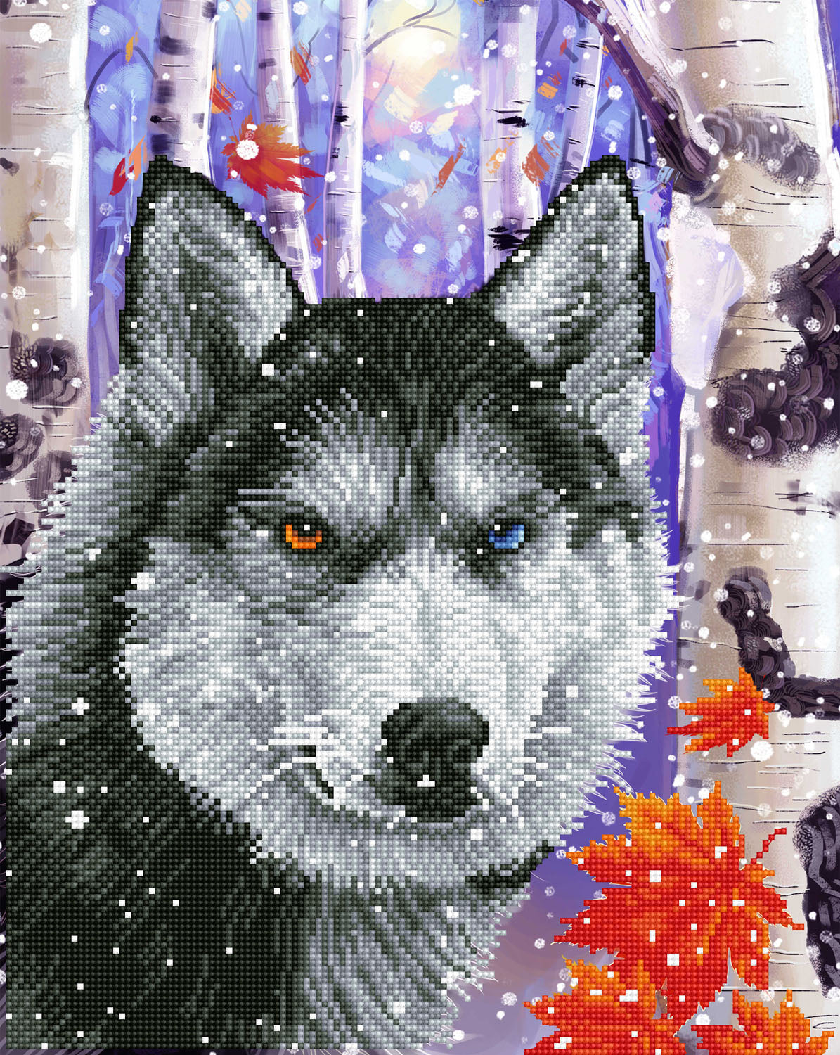 Diamond Dotz Forest Wolf diamond painting kit showing a wolf in a forest