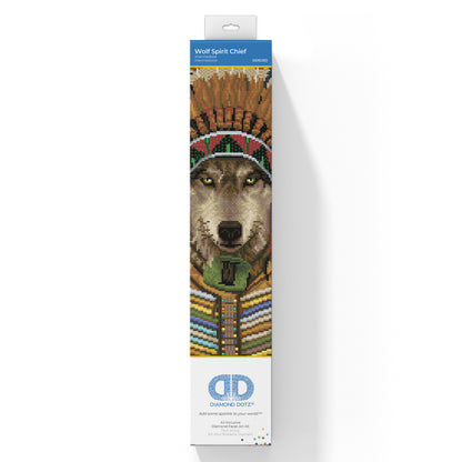 Diamond Dotz Wolf Spirit Chief diamond painting kit showing the Wolf Spirit Chief design