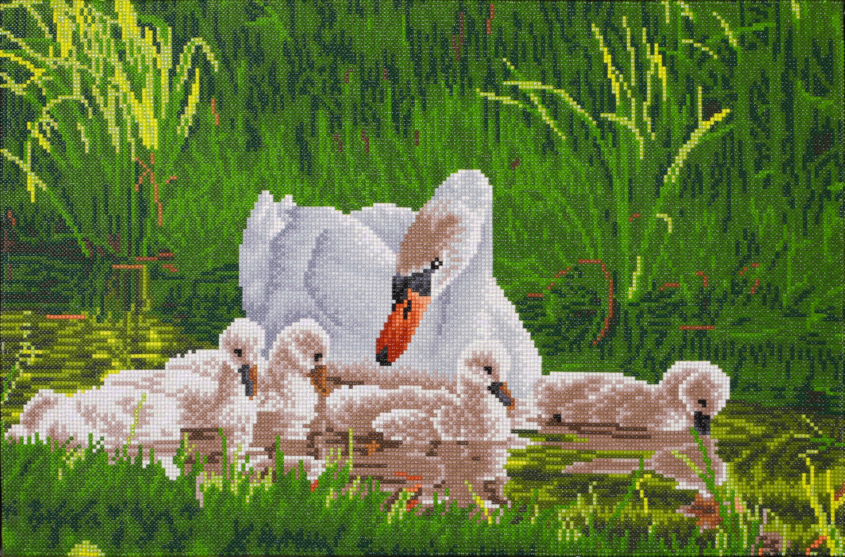 Diamond Dotz Mother Swan and Cygnets diamond painting kit design