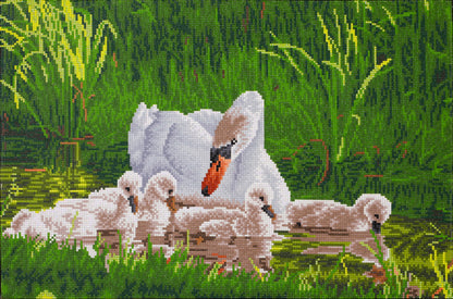 Diamond Dotz Mother Swan and Cygnets diamond painting kit design
