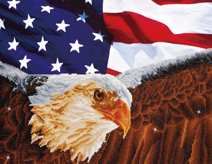 Diamond Dotz Bald Eagle and Flag diamond painting kit design