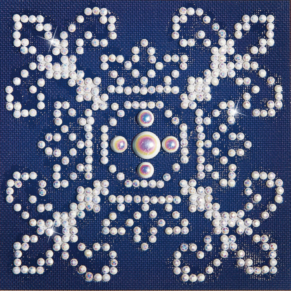 White on Blue diamond painting design