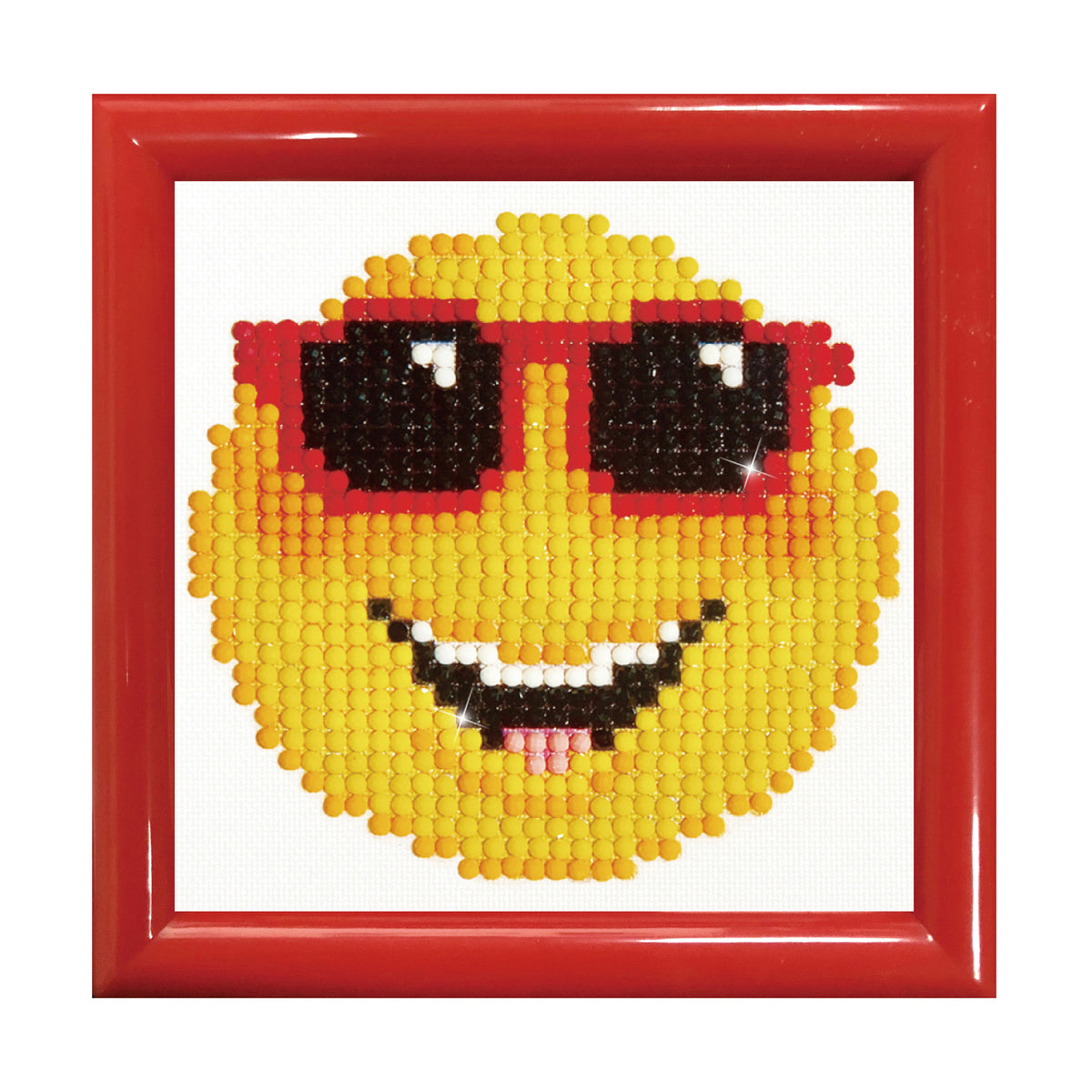 Diamond Dotz Smiling Face diamond painting kit with frame showing a smiling face design