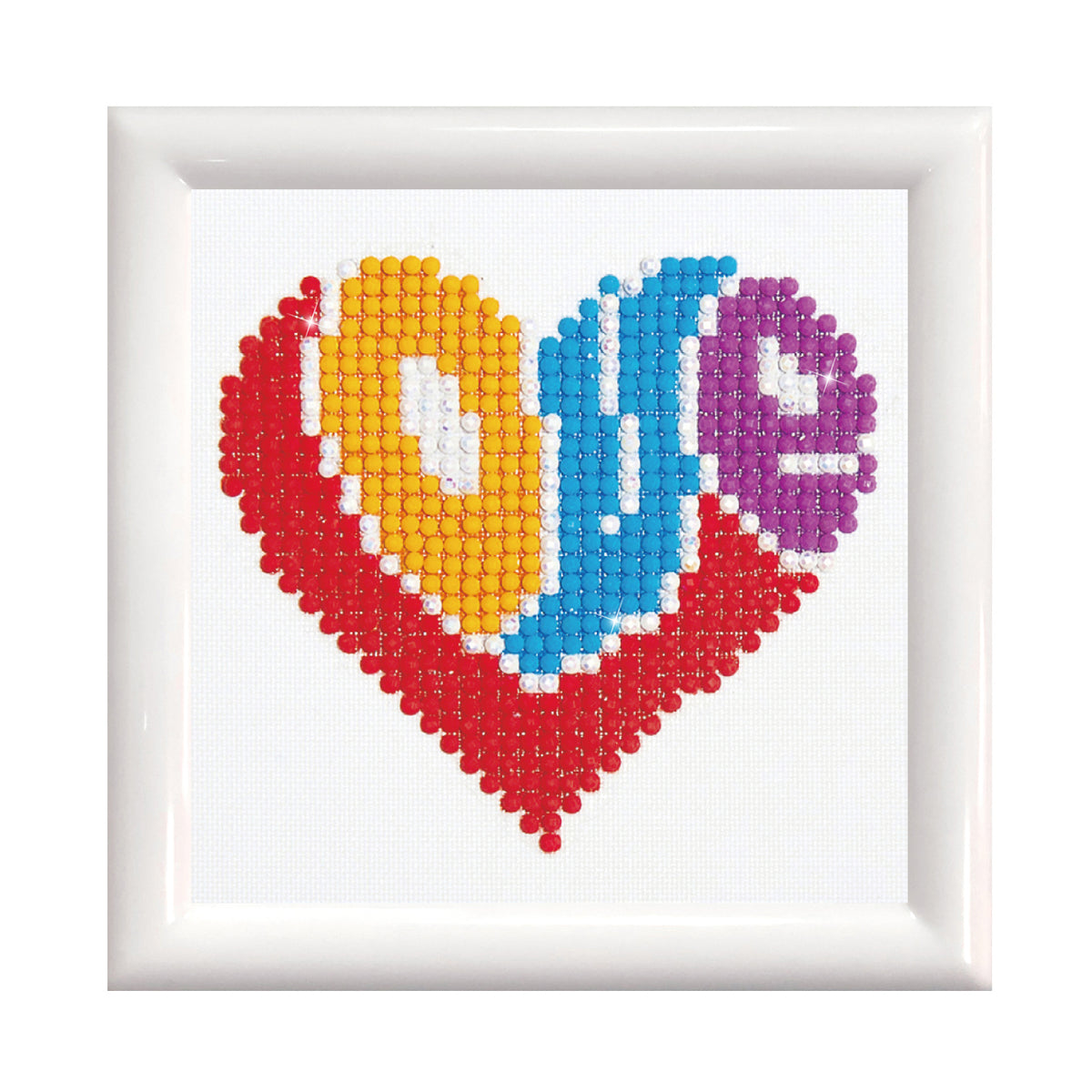 Diamond Dotz Love diamond painting kit with frame showing a Love design