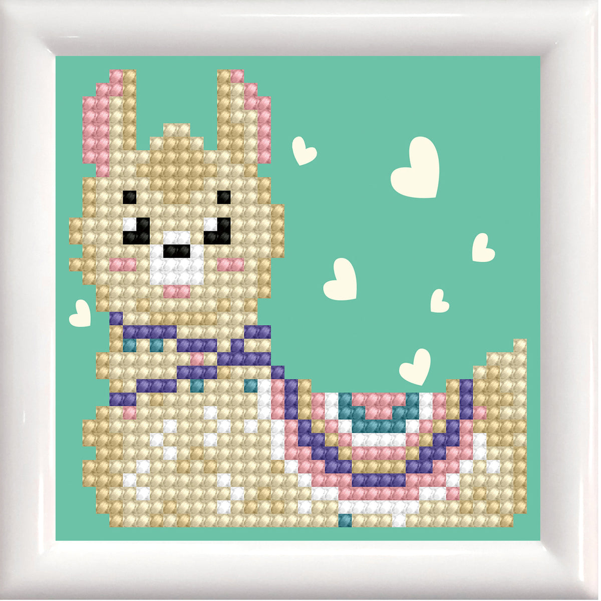 Diamond Dotz Llama Heart diamond painting kit with frame showing a llama heart design