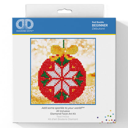 Diamond Dotz Red Bauble diamond painting kit showing a red Christmas bauble