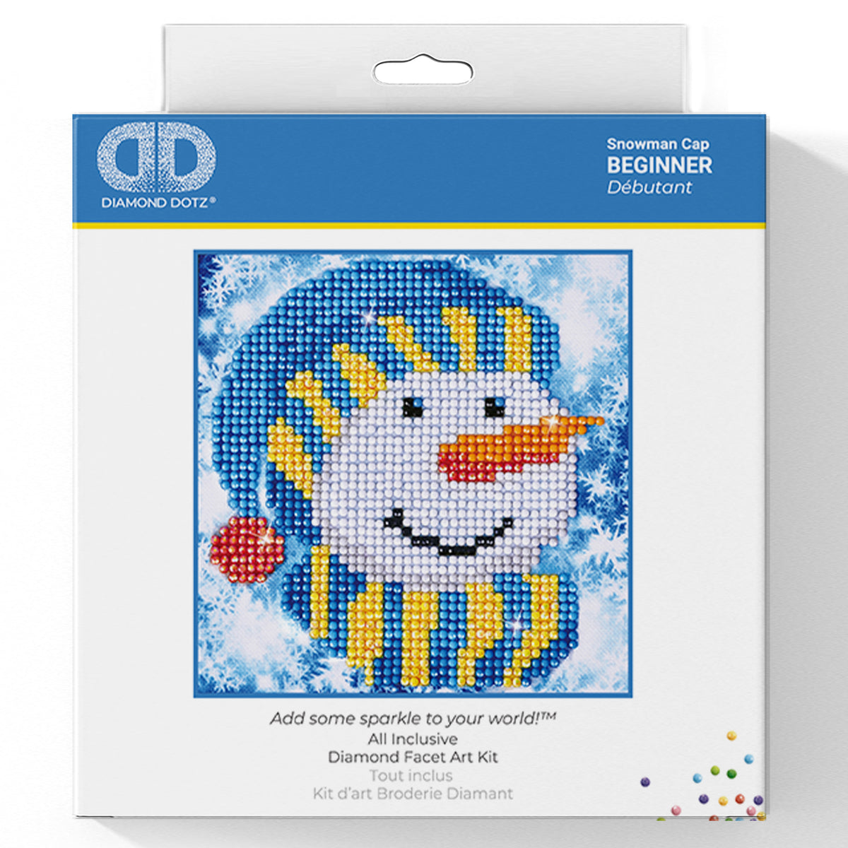 Diamond Dotz Snowman Cap diamond painting kit showing a snowman in a cap