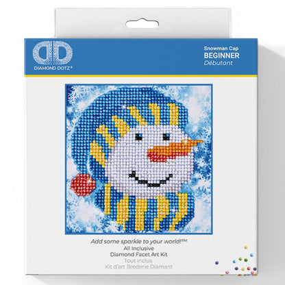 Diamond Dotz Snowman Cap diamond painting kit showing a snowman in a cap
