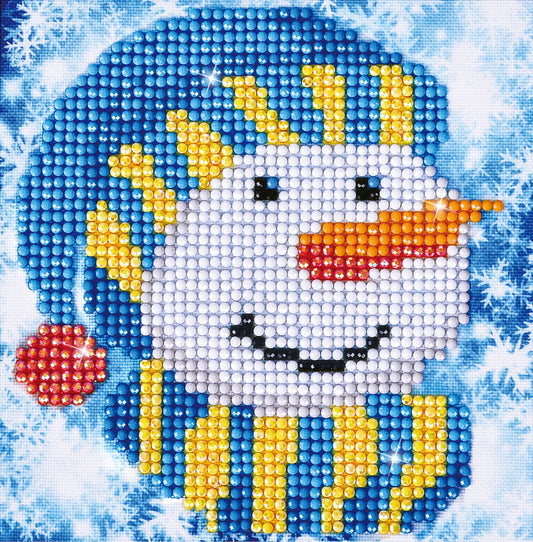 Diamond Dotz Snowman Cap diamond painting kit showing a snowman in a cap