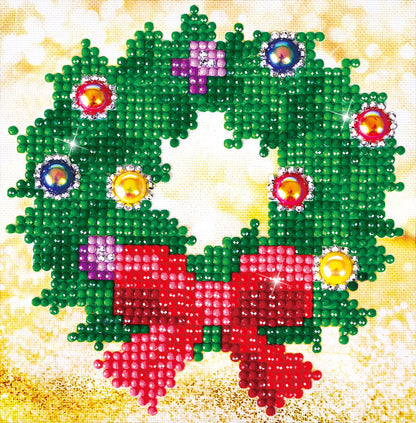 Diamond Dotz Christmas Wreath diamond painting kit showing a Christmas wreath