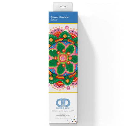 Diamond Dotz Flower Mandala diamond painting kit packaging showing the finished design