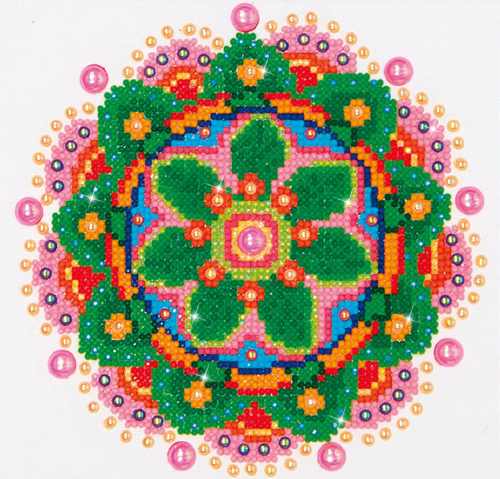 Diamond Dotz Flower Mandala diamond painting kit packaging showing the finished design