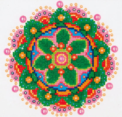 Diamond Dotz Flower Mandala diamond painting kit packaging showing the finished design