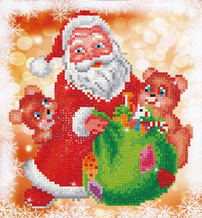 Diamond Dotz Santa and Teddies diamond painting kit packaging showing the finished design