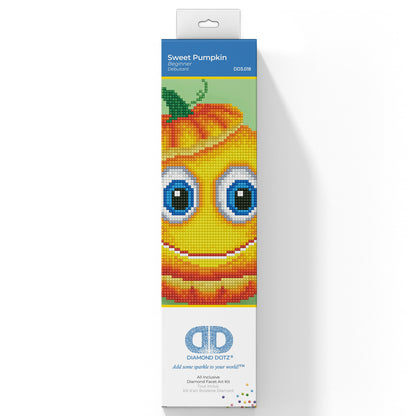 Diamond Dotz Sweet Pumpkin diamond painting kit packaging showing the finished design