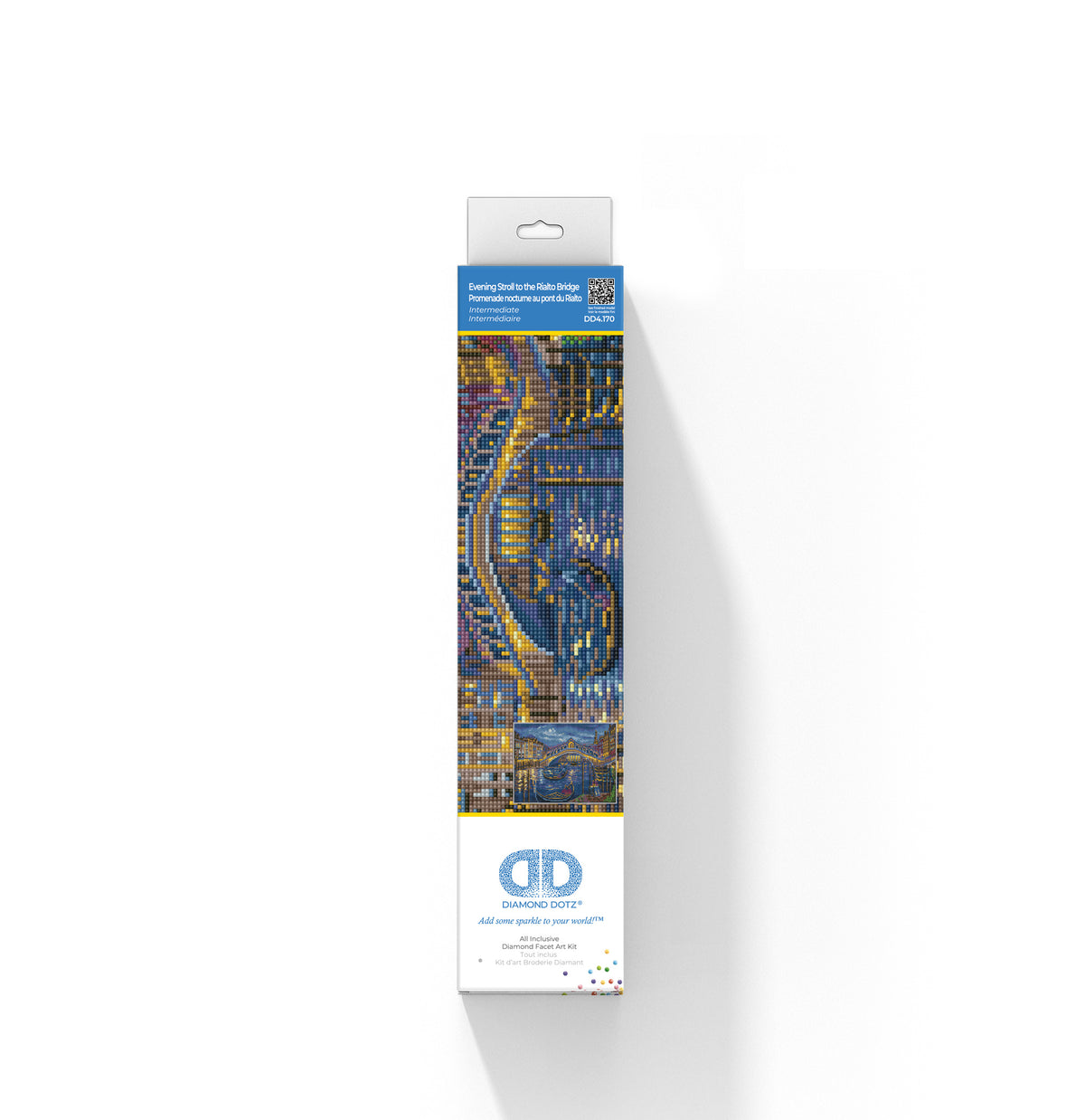 Diamond painting design of the Rialto Bridge in Venice at night