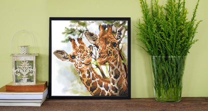 Diamond painting design Tall and Tender, a whimsical animal scene