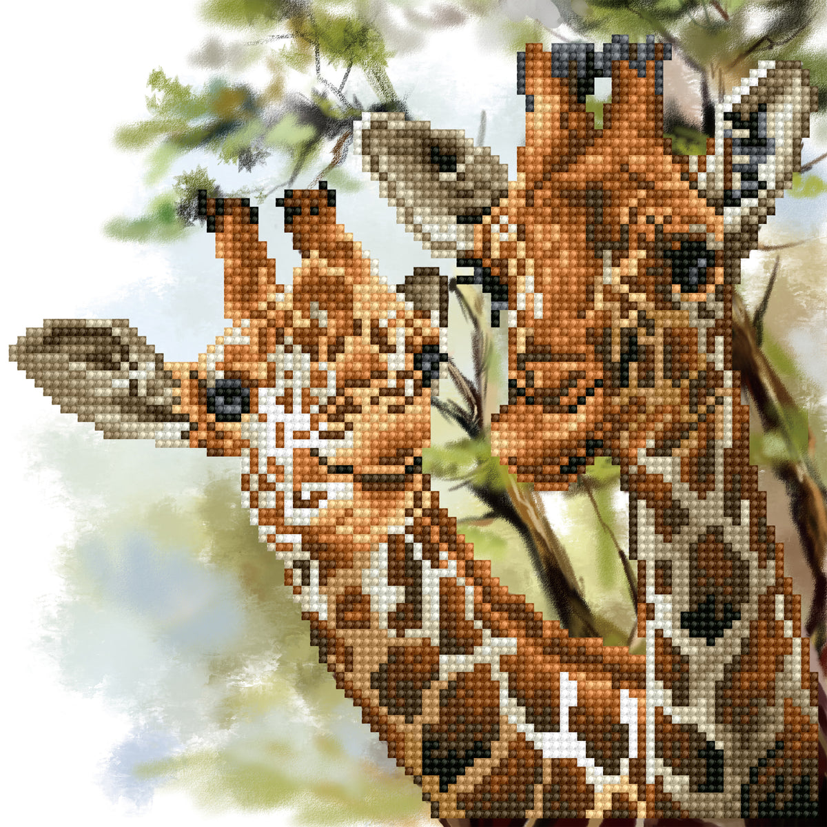 Diamond painting design Tall and Tender, a whimsical animal scene