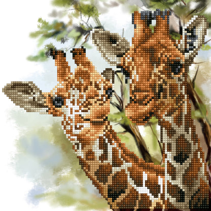 Diamond painting design Tall and Tender, a whimsical animal scene