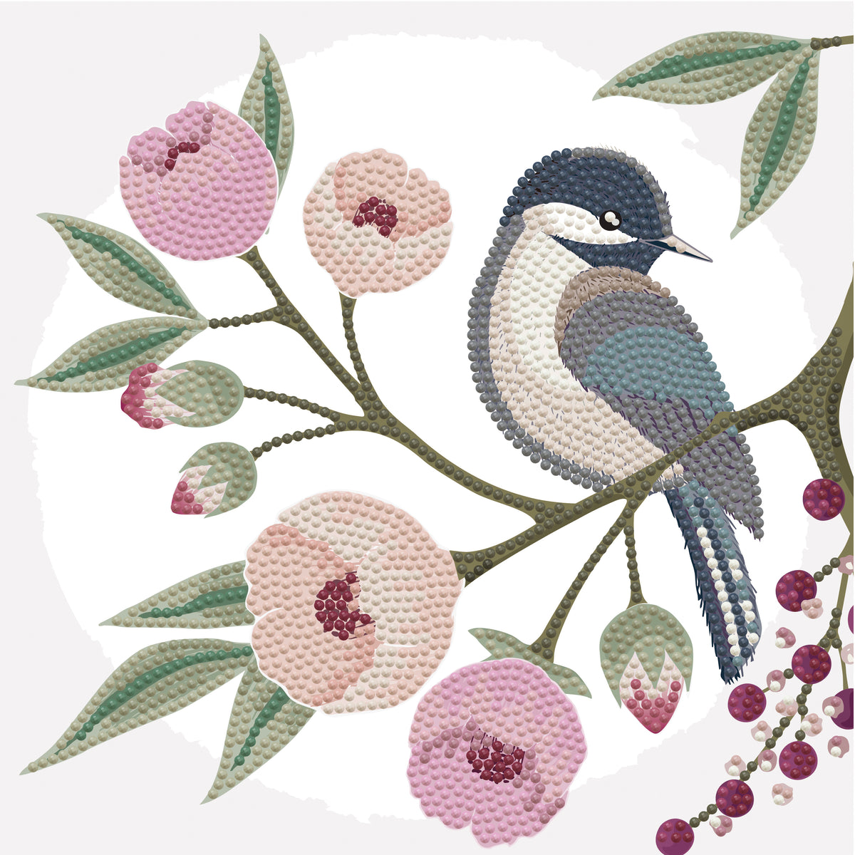 Diamond painting design of a spring wildlife scene