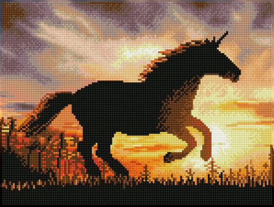 Diamond painting design of a unicorn silhouette