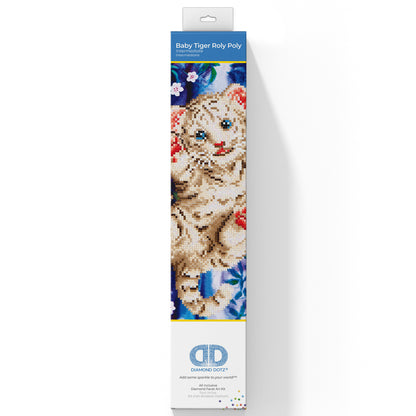 Diamond Dotz Baby Tiger Roly Poly diamond painting kit packaging showing the finished design
