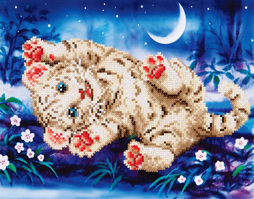 Diamond Dotz Baby Tiger Roly Poly diamond painting kit packaging showing the finished design
